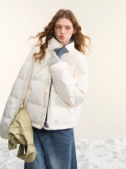 Reversible Checkered Short Down Jacket