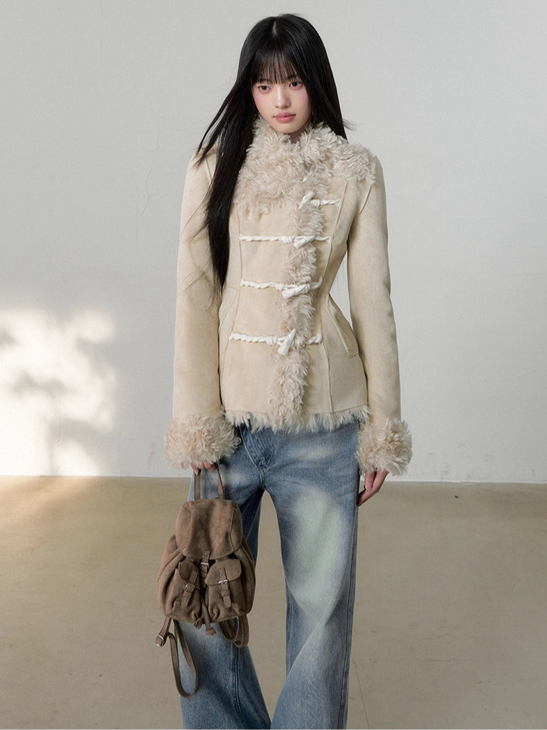 Shearling Lining Suede Duffle Jacket