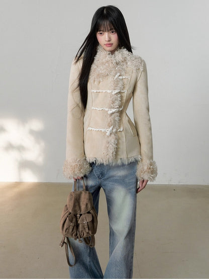 Shearling Lining Suede Duffle Jacket