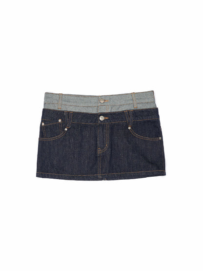 Fake Two-Piece Spliced Double Waistband Skirt - CHINASQUAD