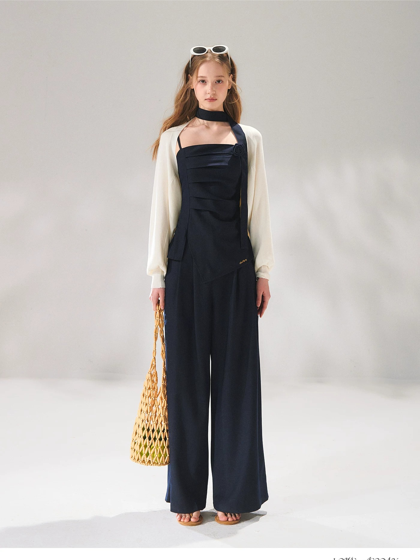 Denim-Inspired Camisole &amp; Wide-Leg Pants Set