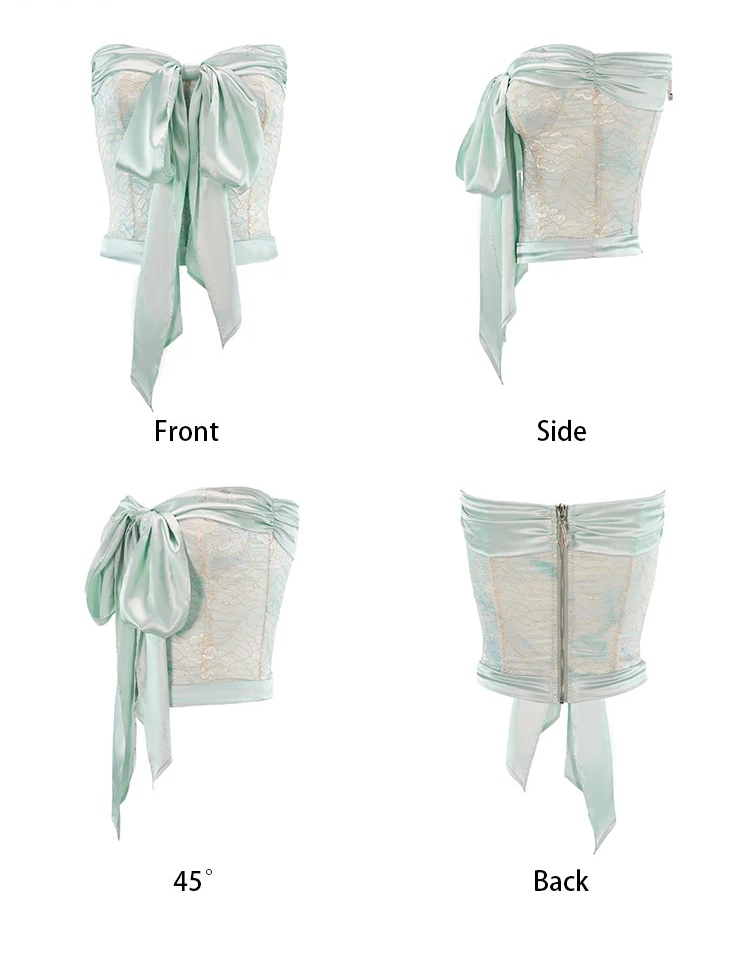 Lace Satin Corset Bandeau &amp; Low-Rise Mini Skirt Set
