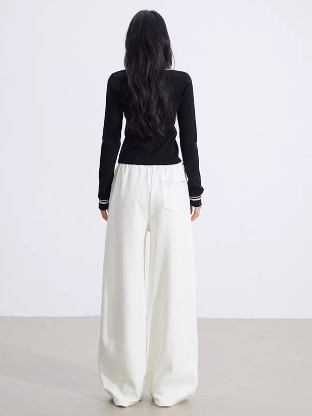 Sculpted Drape Curved-Leg Wide Pants