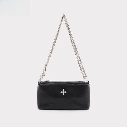 Cross Emblem Leather Chain Bag - Small
