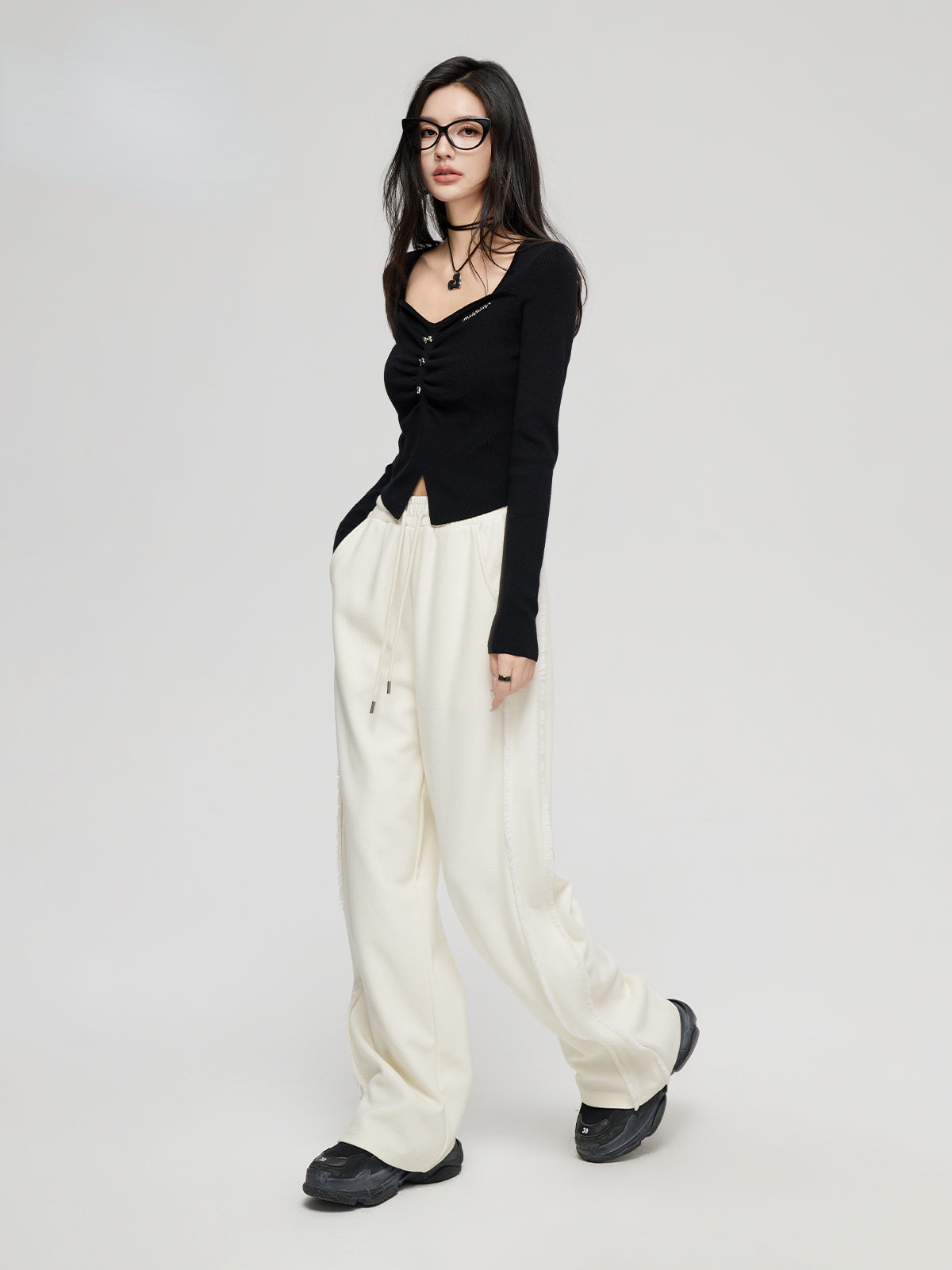 Frayed Wide Leg Pants