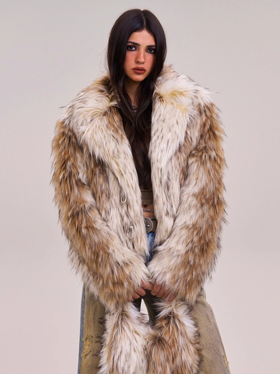 Cross Relic Faux Fur Stone Bag