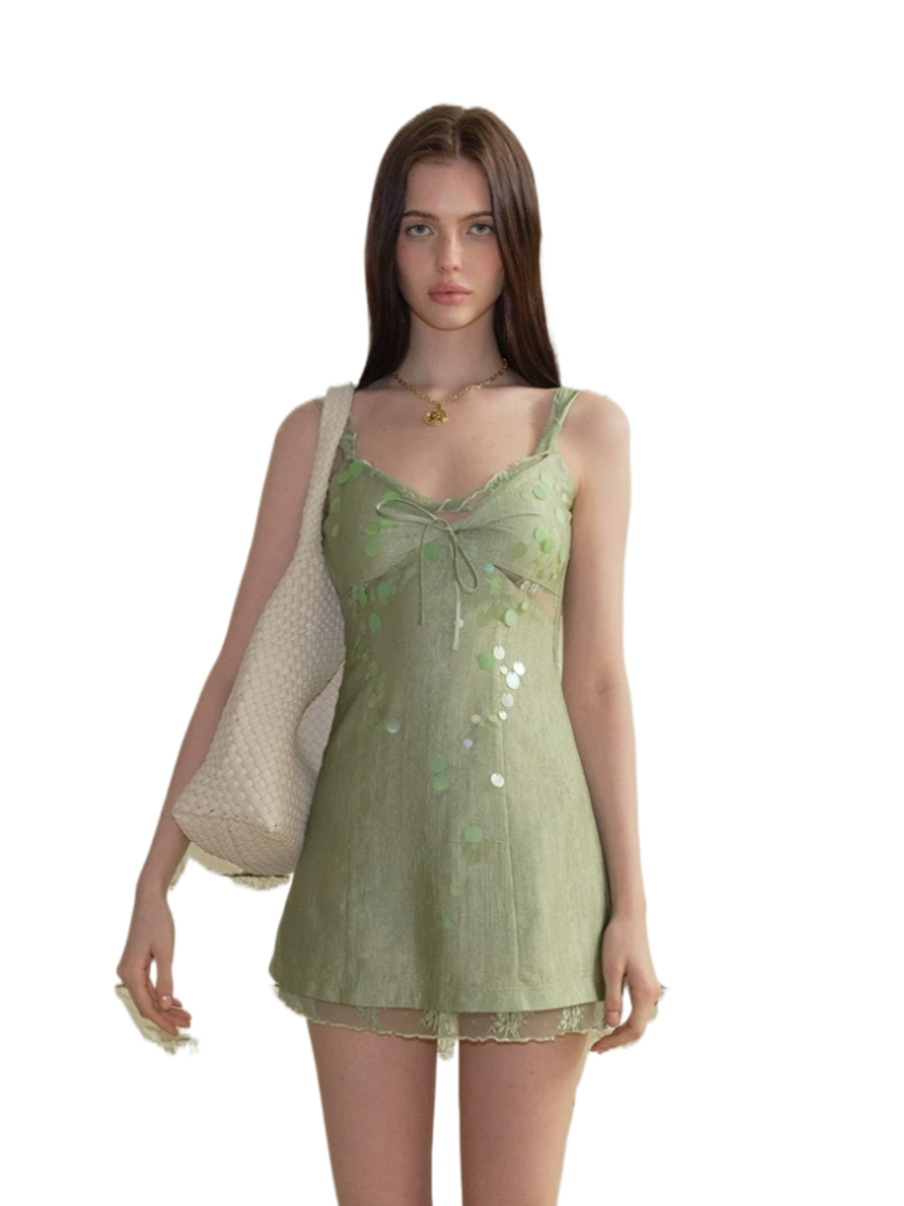 Hand-Beaded Acetate Slip Dress NeverMore