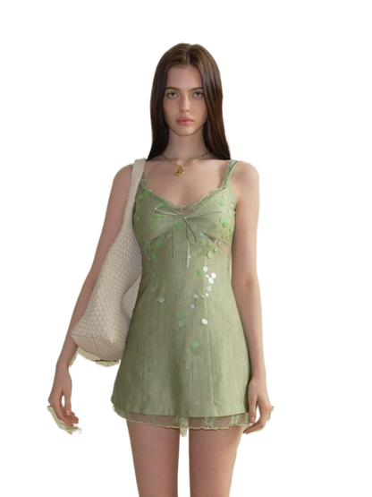 Hand-Beaded Acetate Slip Dress NeverMore