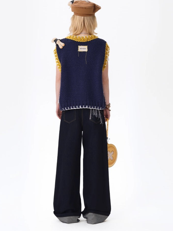 Tailor Bear Wide-Leg Denim Trousers