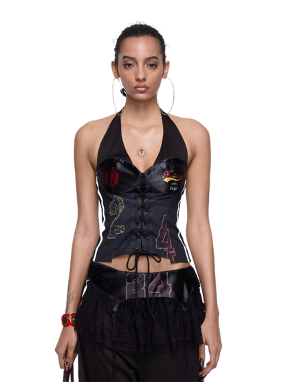 24ANS Asymmetric Printed Halterneck Jersey Cami