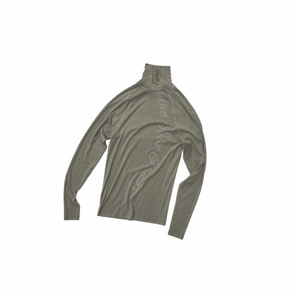 Rhinestone High-Neck Raglan Knit T-Shirt