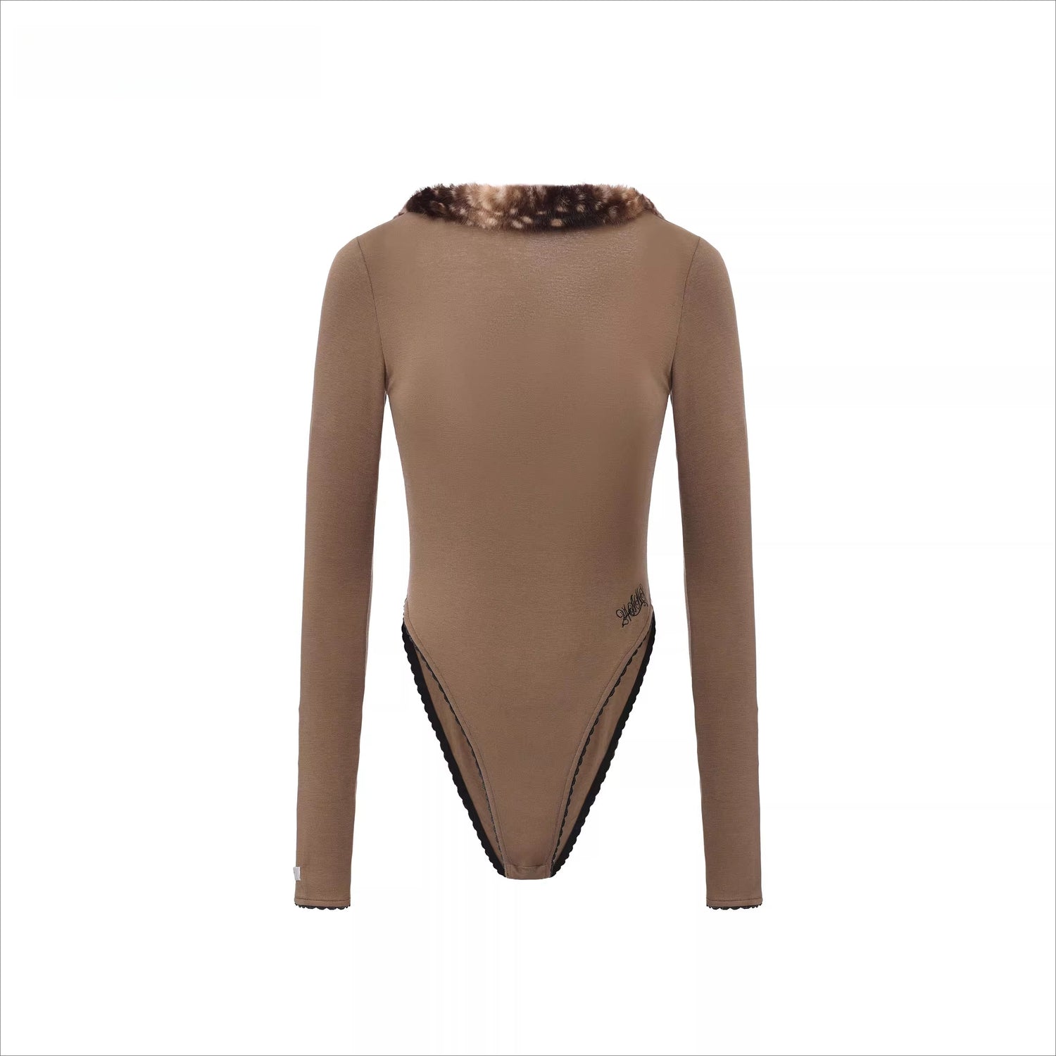 Faux Fur-Panelled Knit Bodysuit