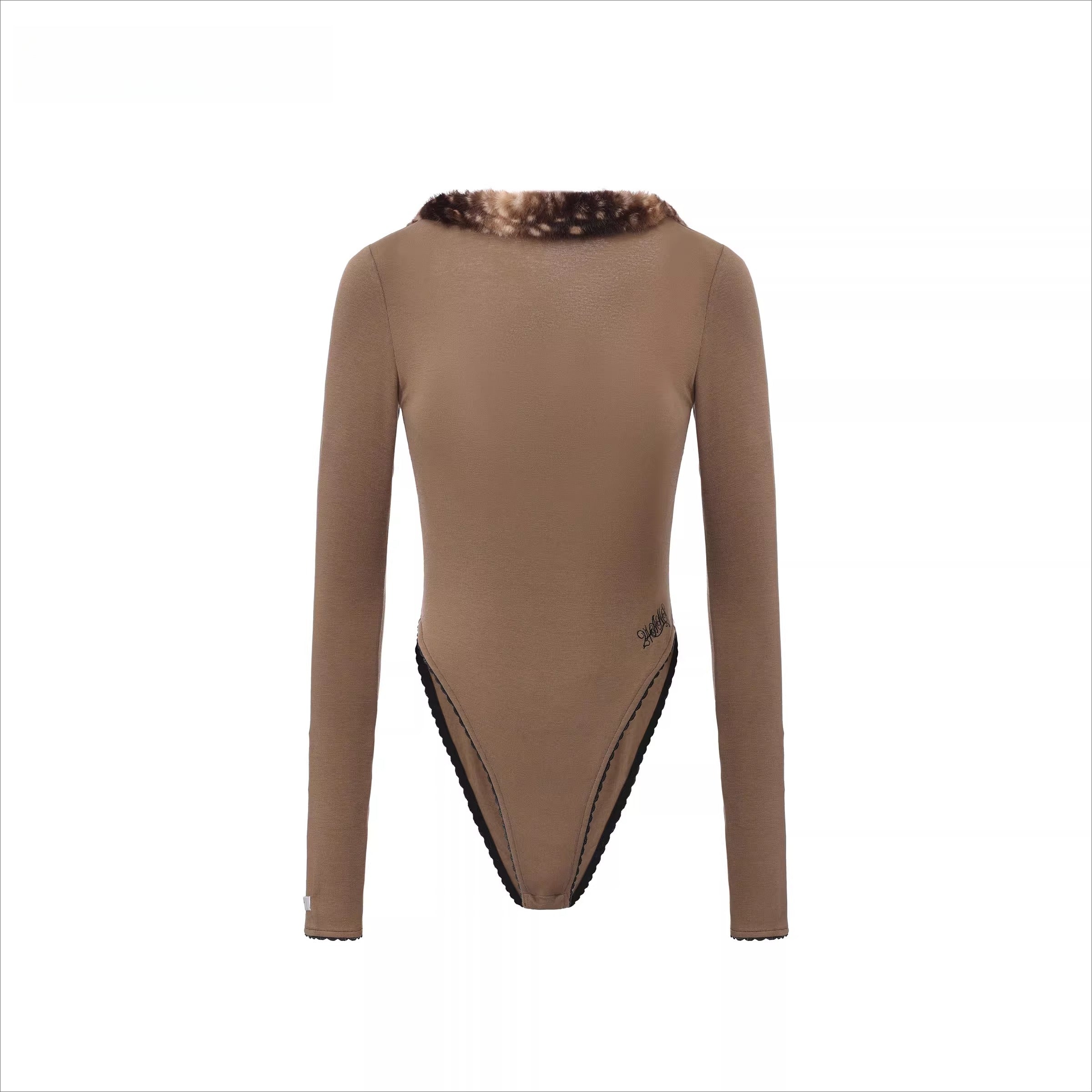 Faux Fur-Panelled Knit Bodysuit