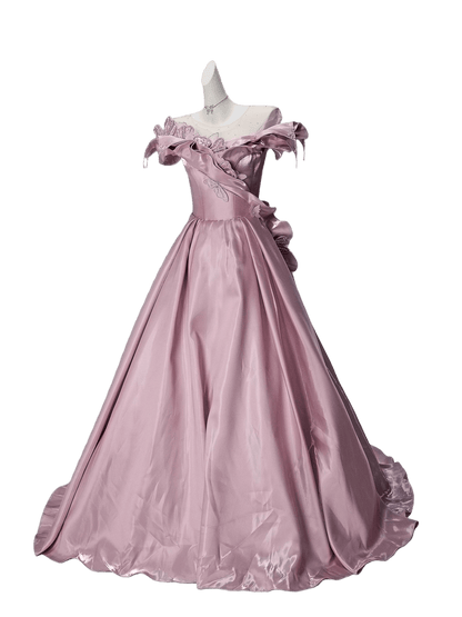 Peachcore Satin Bloom Couture Gown