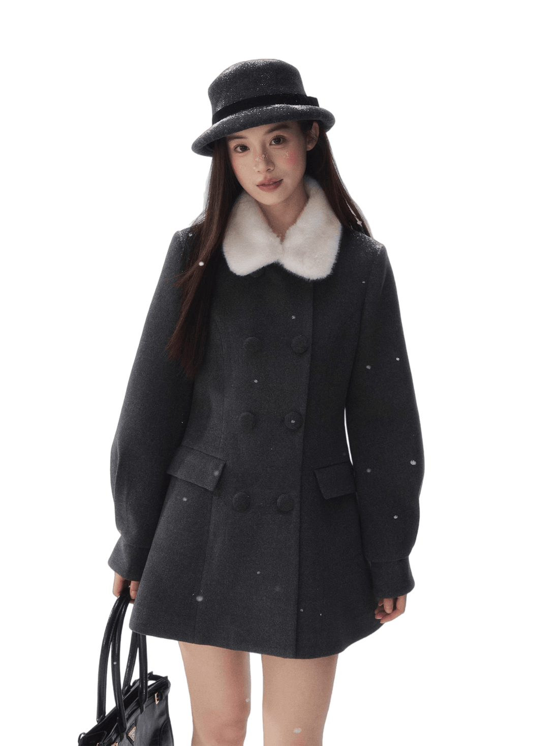 Double-Breasted Fur-Collar Lady Jacket