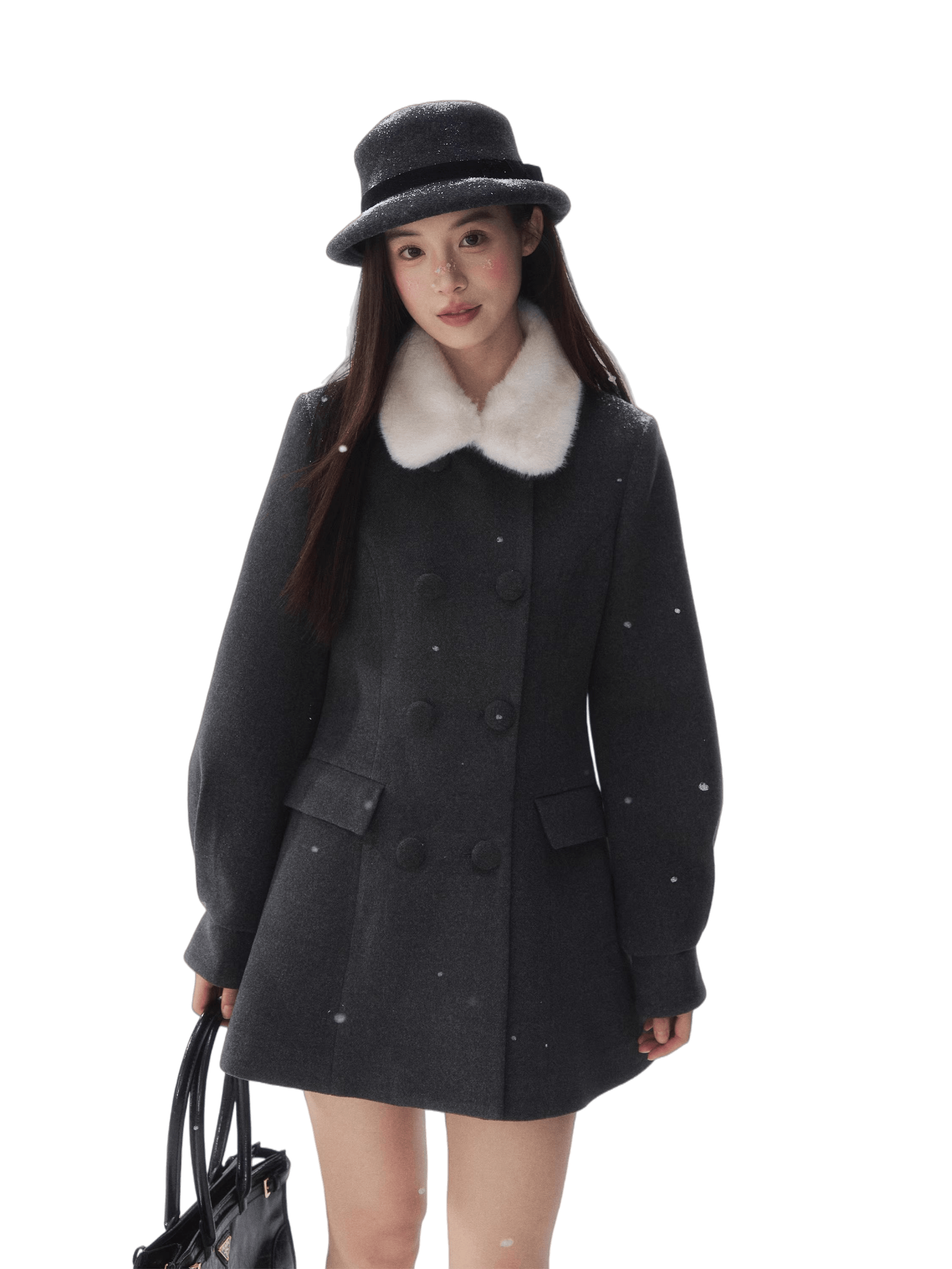 Double-Breasted Fur-Collar Lady Jacket