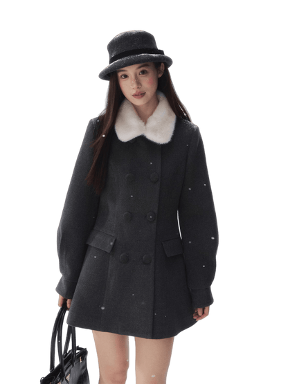 Double-Breasted Fur-Collar Lady Jacket