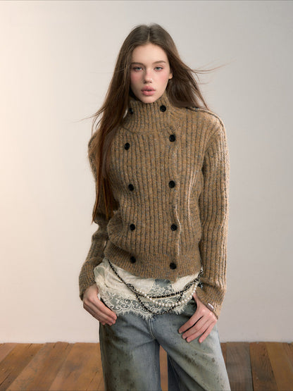 Multicolor Yarn Turtleneck Knit Turtleneck