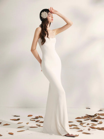 Jasmine Beaded Halter Knit Mermaid Dress