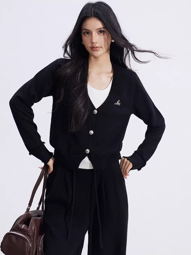 Mock-Layer Crop &amp; Wide-Leg Knit Set