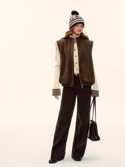 Vintage Brushed Curved-Leg Denim Pants