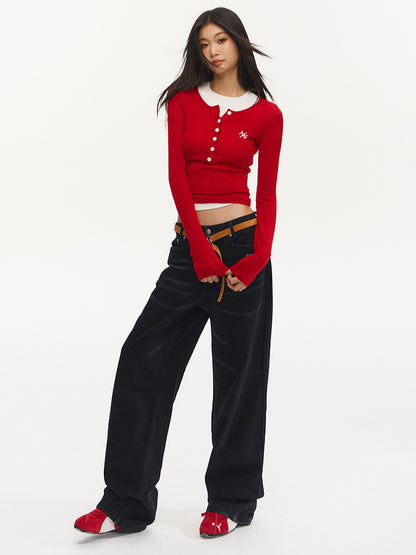 Vintage Low-Waist Loose Straight-Leg Pants