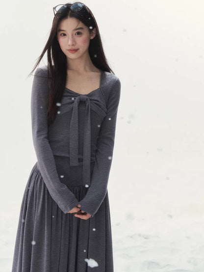 Vintage Waist-Cinched Knit Dress