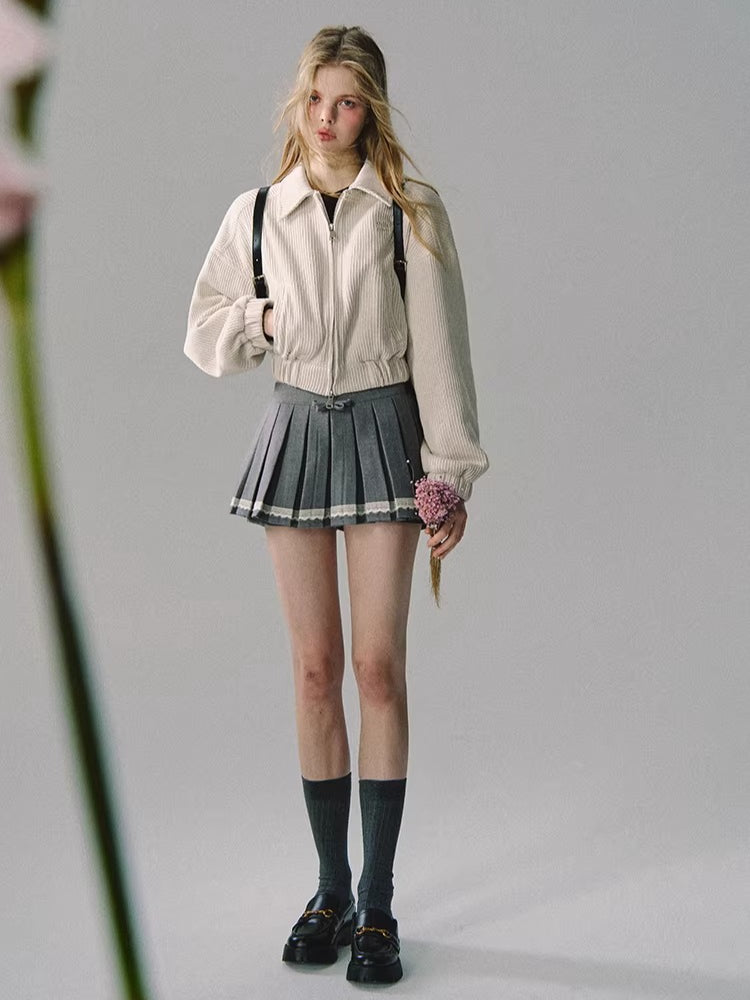 Vintage Preppy Low-Rise Pleated Mini Skirt