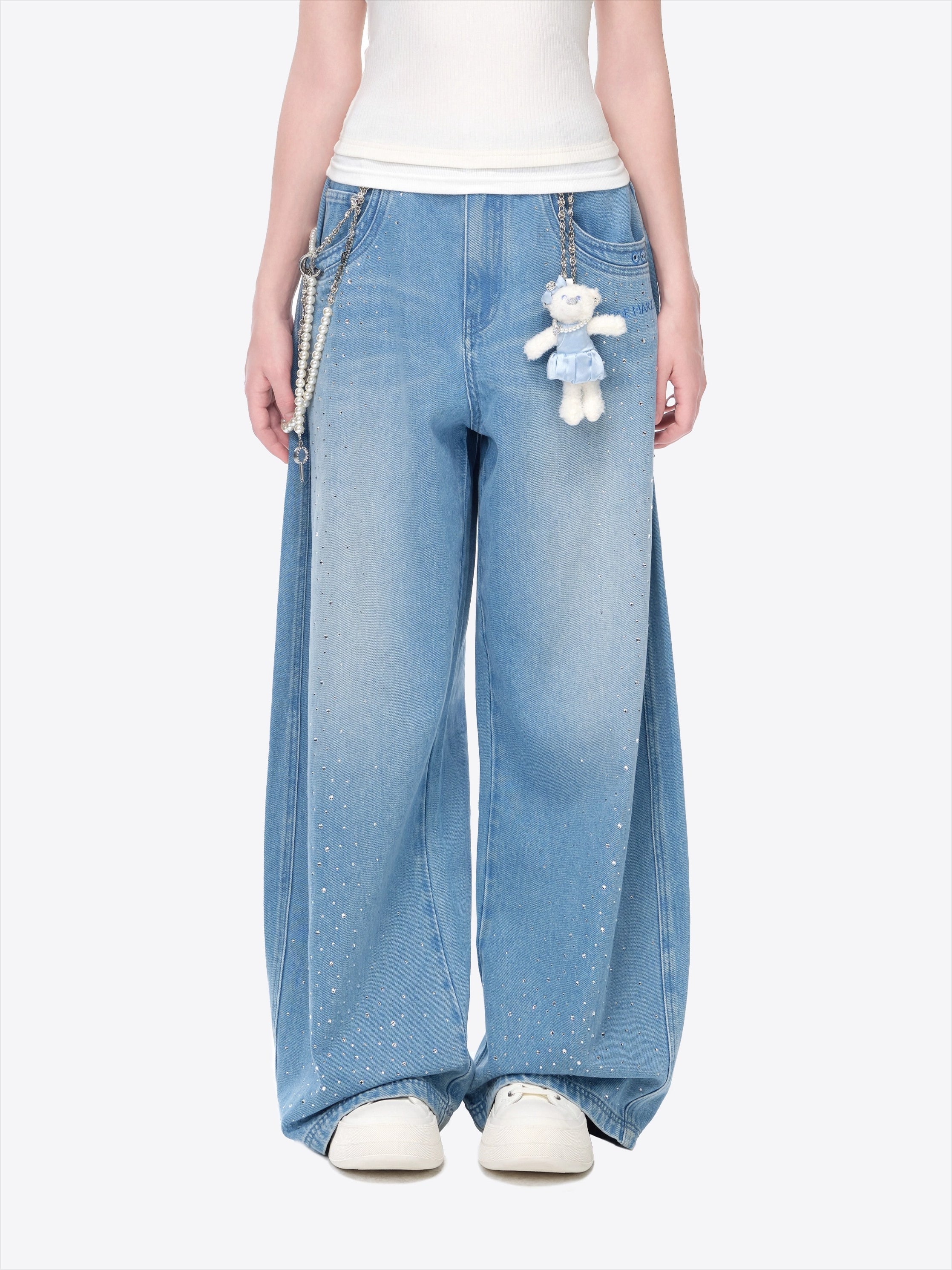 Vintage Curved-Leg Denim Jeans