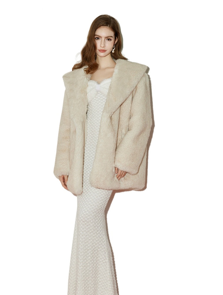 Eco-Friendly Faux Fox Fur Long Coat