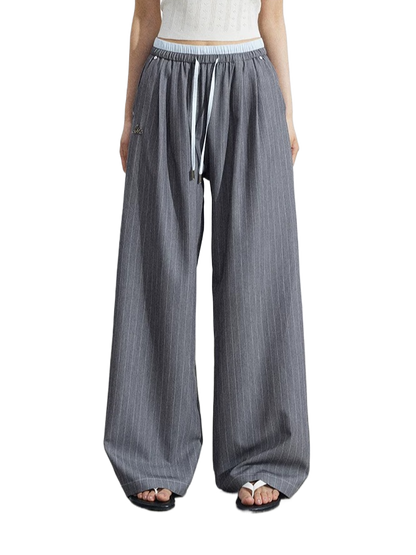 Contrast Stripe Tailored Wide-Leg Trousers