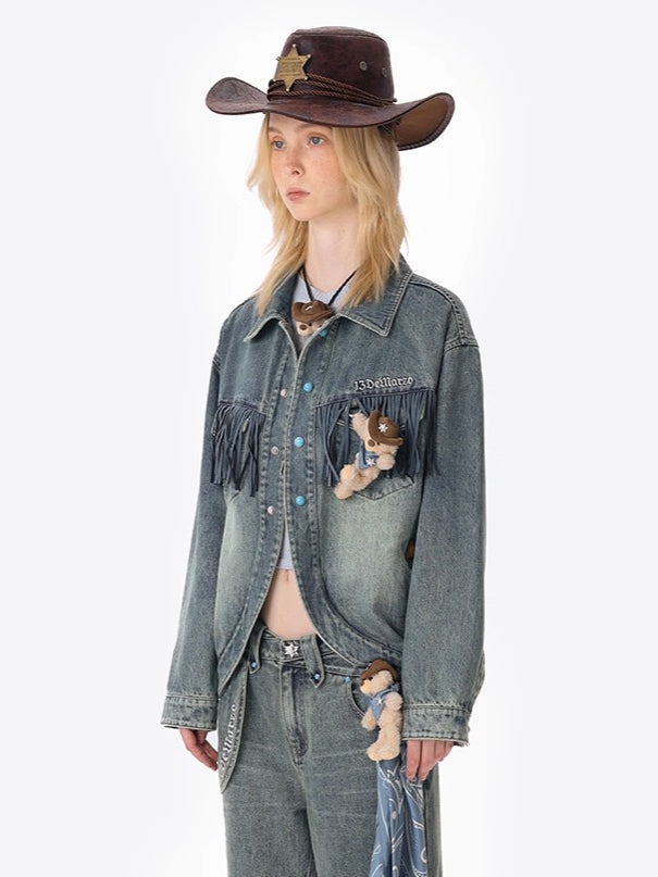 Western Fringe Denim Jacket