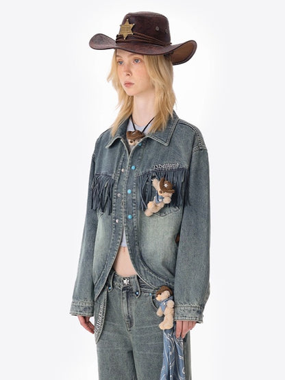 Western Fringe Denim Jacket
