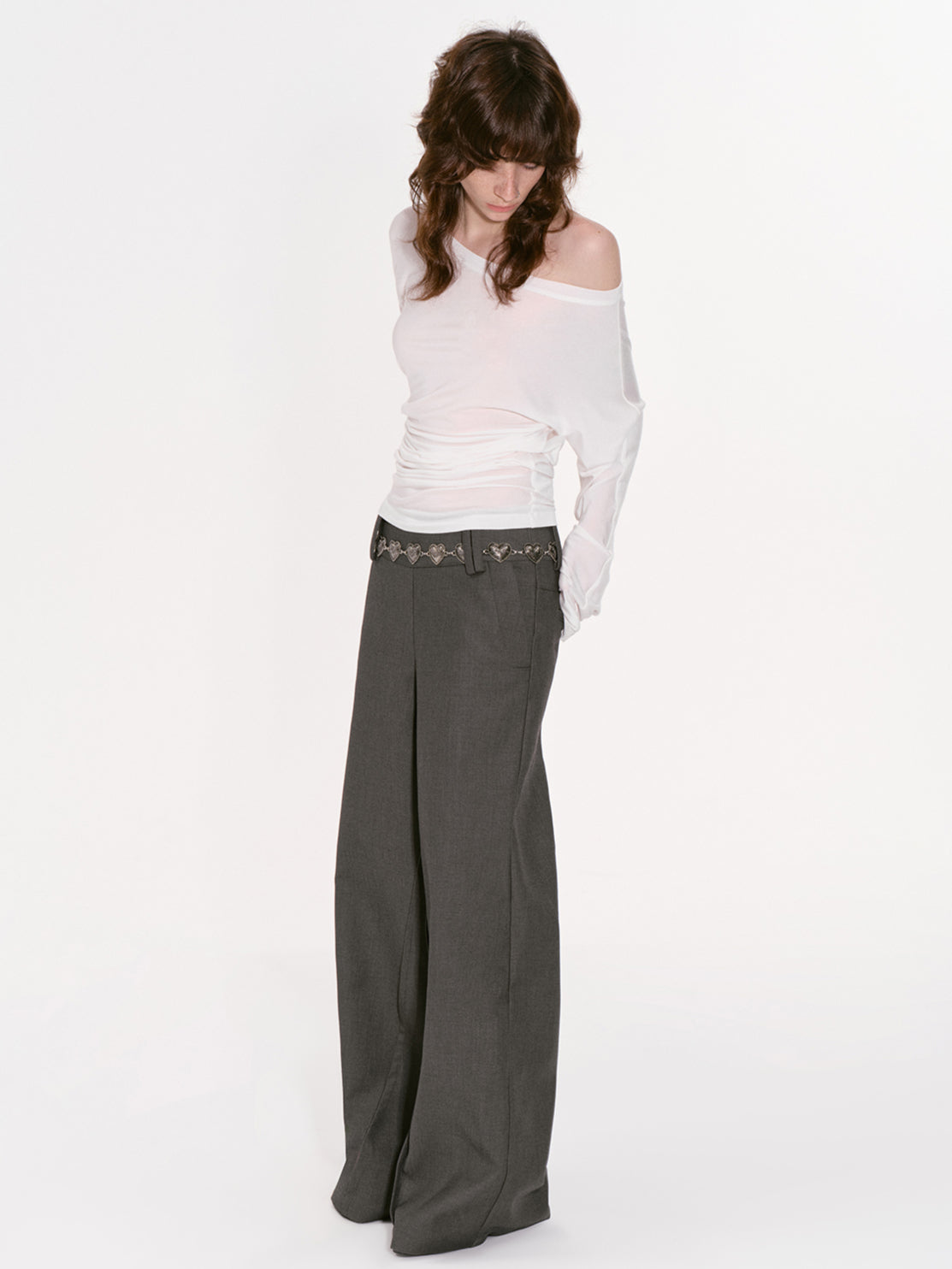 Structured Low-Waist Wide-Leg Pants