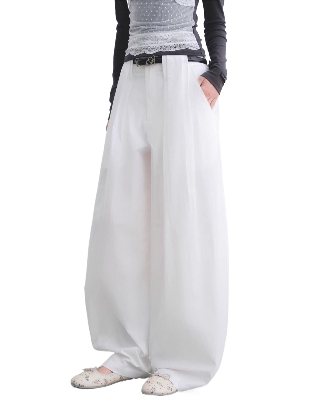 Vintage Lace Trim Washed Cropped Straight-Leg Denim Jeans