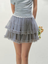 Grey Mesh Tiered A-Line Skirt - CHINASQUAD