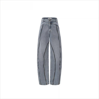 Panelled Curved-Leg Denim Jeans