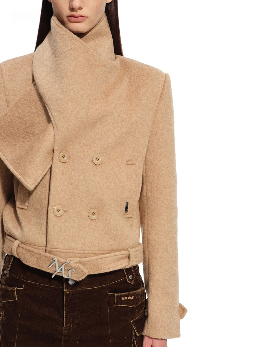 &quot;Ross Series&quot; Wool Scarf-Collar Coat