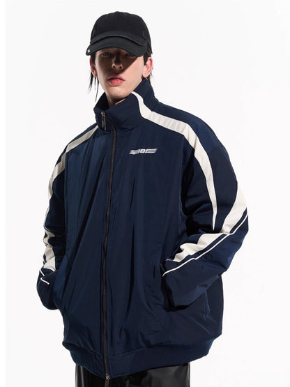 Striped Contrast Padded Cotton Jacket