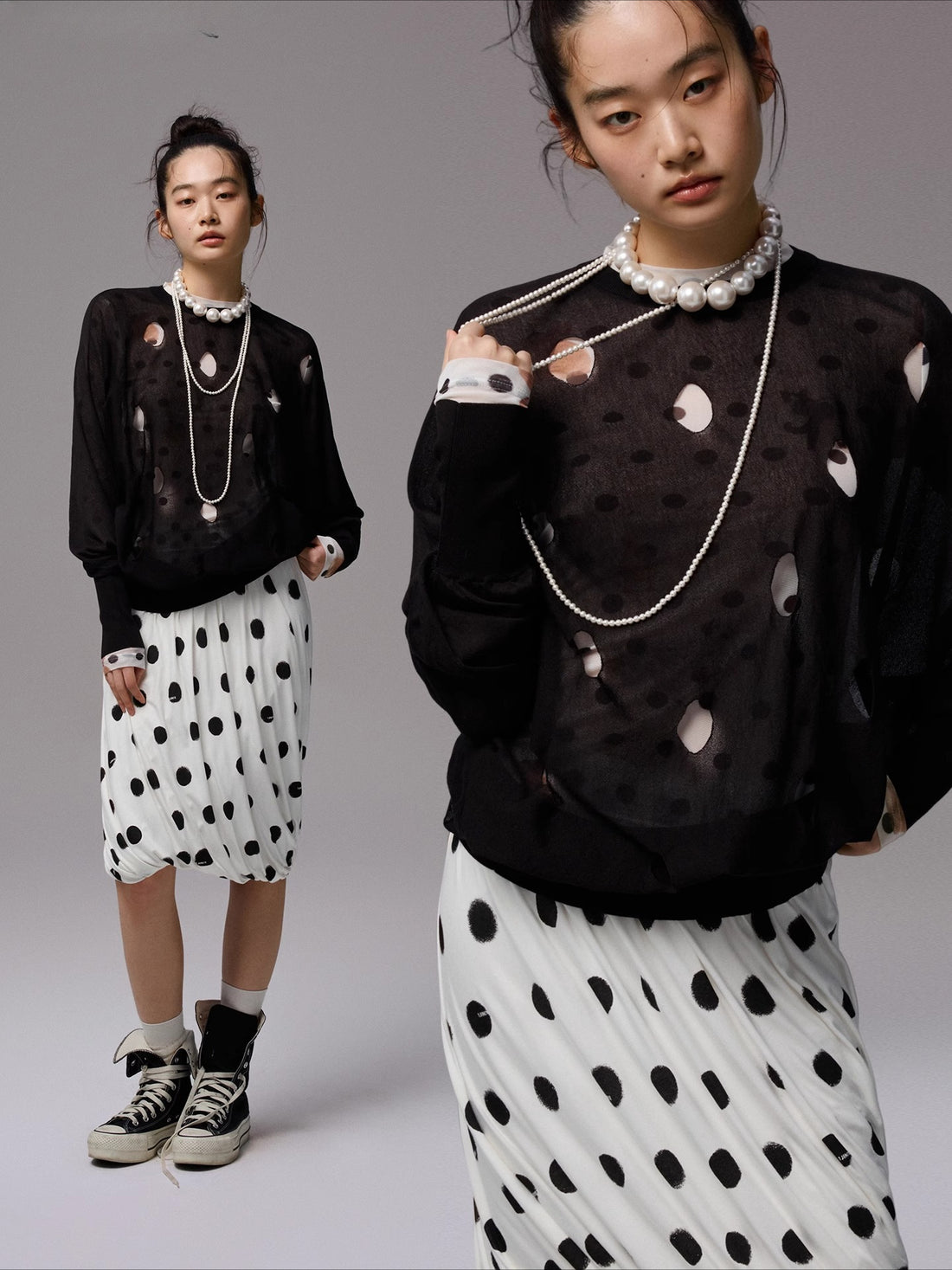 Polka Dot Knit Crewneck