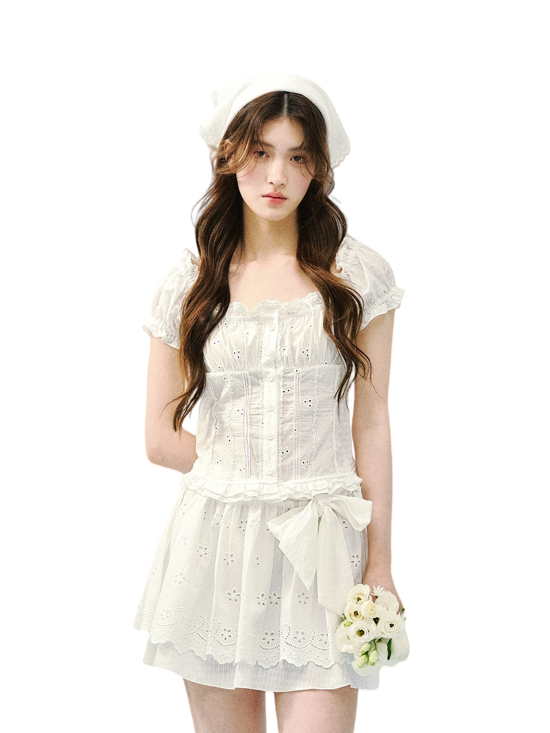 Vintage Plaid Lace Ribbon Two-Piece Set