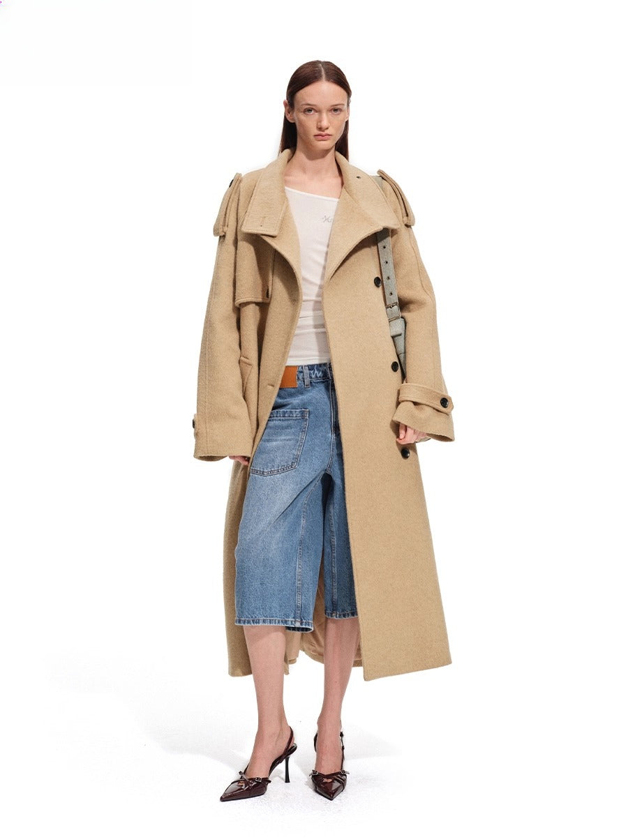 Silk Wool Blend Trench Coat