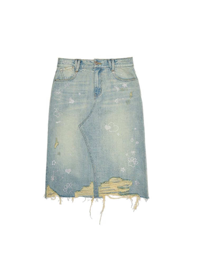 Washed Denim Skirt