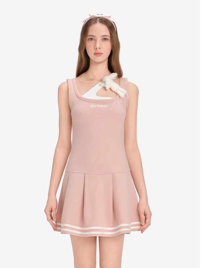 Cutout Pleated Cami Dress