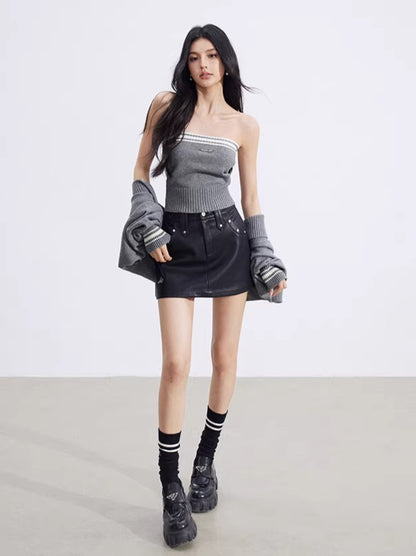 Contrast Batwing Knit 2-Piece Set