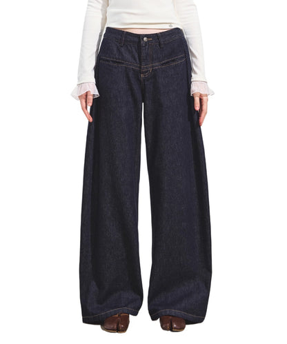 Raw Denim Pleated Banana Pants