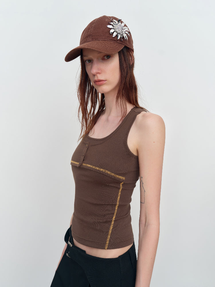 Fake Two-Piece U-Neck Camisole Tank Top