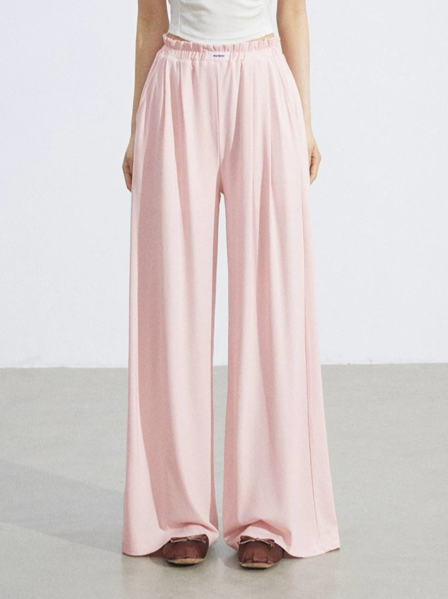 Lace-Trim Flowing Wide-Leg Pants
