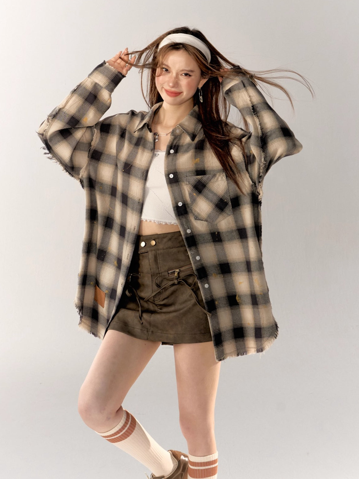 Black &amp; Blue Vintage Plaid Shirt - CHINASQUAD