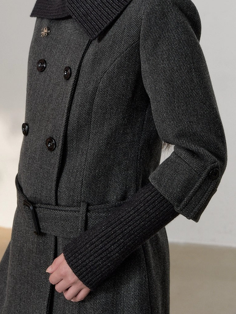 Grey Tailored Wool-Blend Long Dress